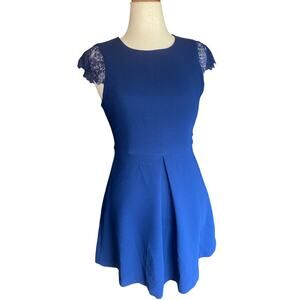 Anna Be Blue Lace Cap Sleeve‎ Fit & Flare Dress | Size M